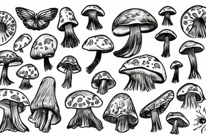 A mushroom with fairy wings tattoo idea