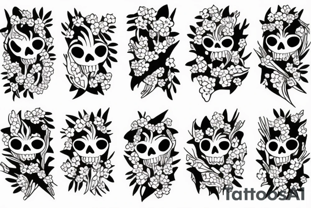 Ghost with flowers in hands tattoo idea