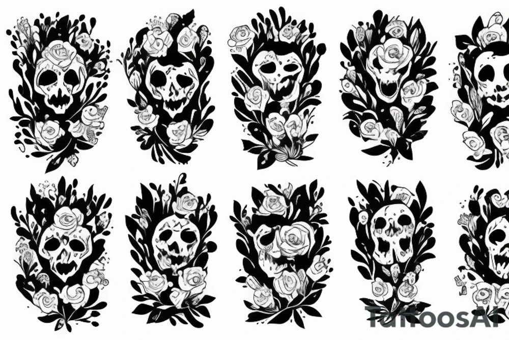 Ghost with flowers in hands tattoo idea