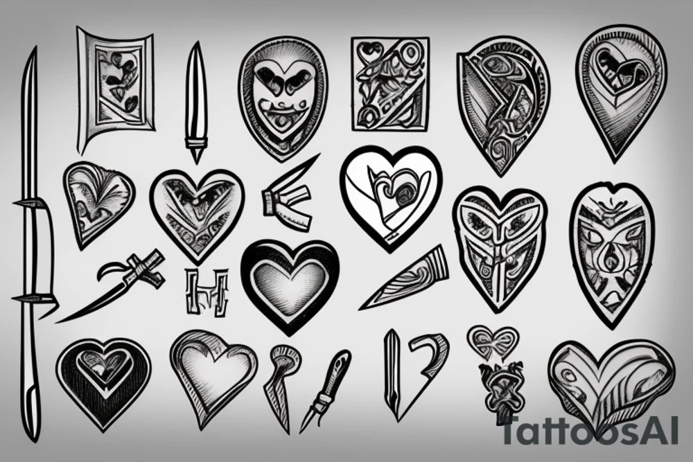 Knife with heart tattoo idea