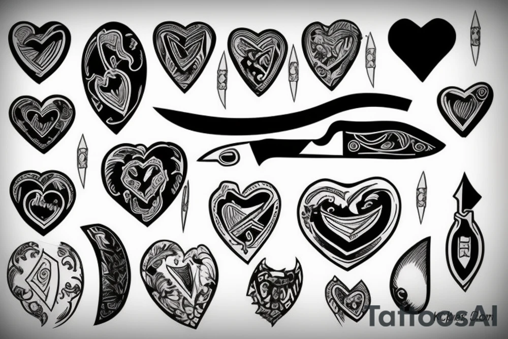 Knife with heart tattoo idea