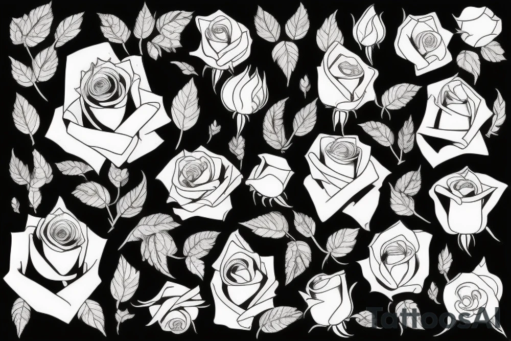 a dark filled out rose vertically, at the bottom a hand which is barely touching the rose tattoo idea