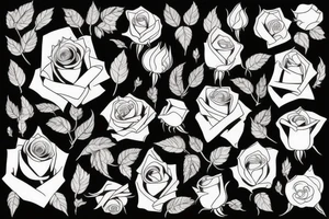 a dark filled out rose vertically, at the bottom a hand which is barely touching the rose tattoo idea