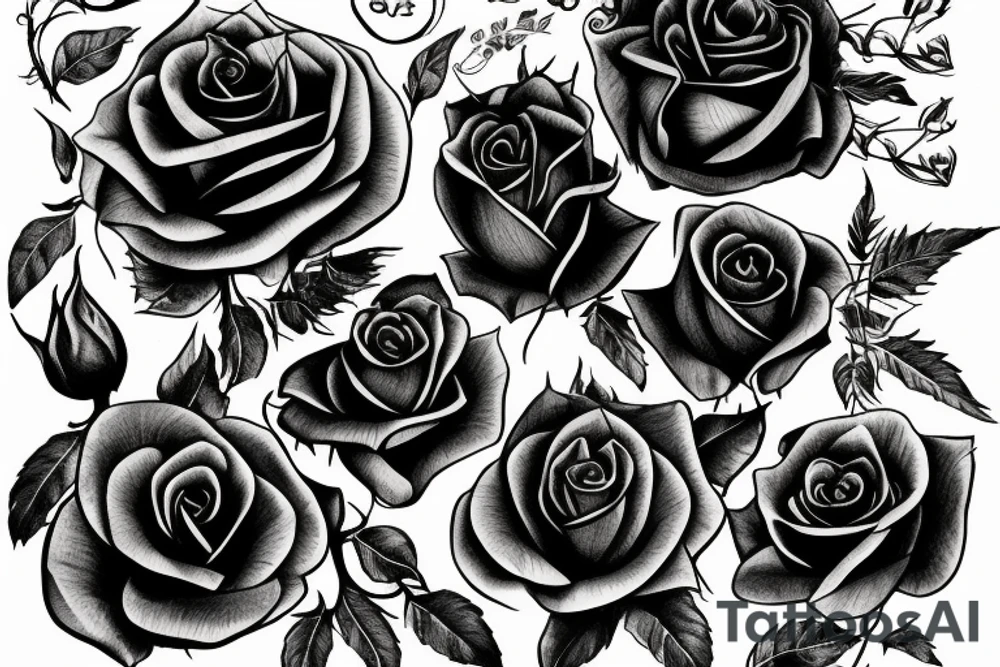 a dark filled out rose vertically, at the bottom a hand which is barely touching the rose tattoo idea