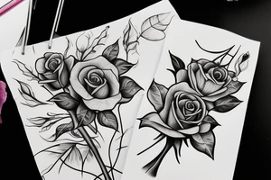 a dark filled out rose with stem vertically and at the bottom a hand which is barely touching the rose tattoo idea