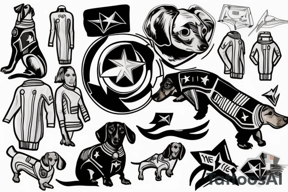 dachshund wearing star trek uniform tattoo idea