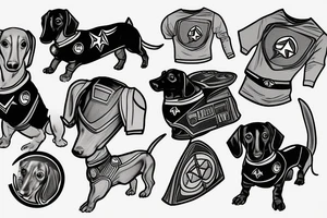 dachshund wearing star trek uniform tattoo idea