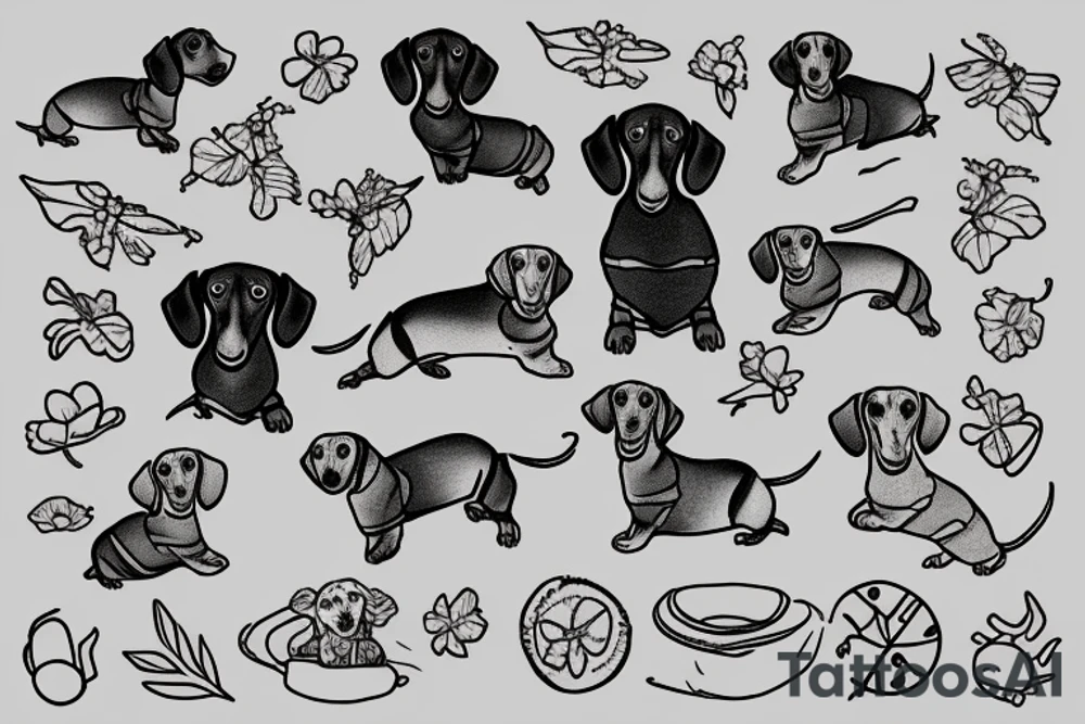 dachshund wearing firefly sweater tattoo idea