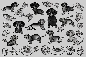 dachshund wearing firefly sweater tattoo idea