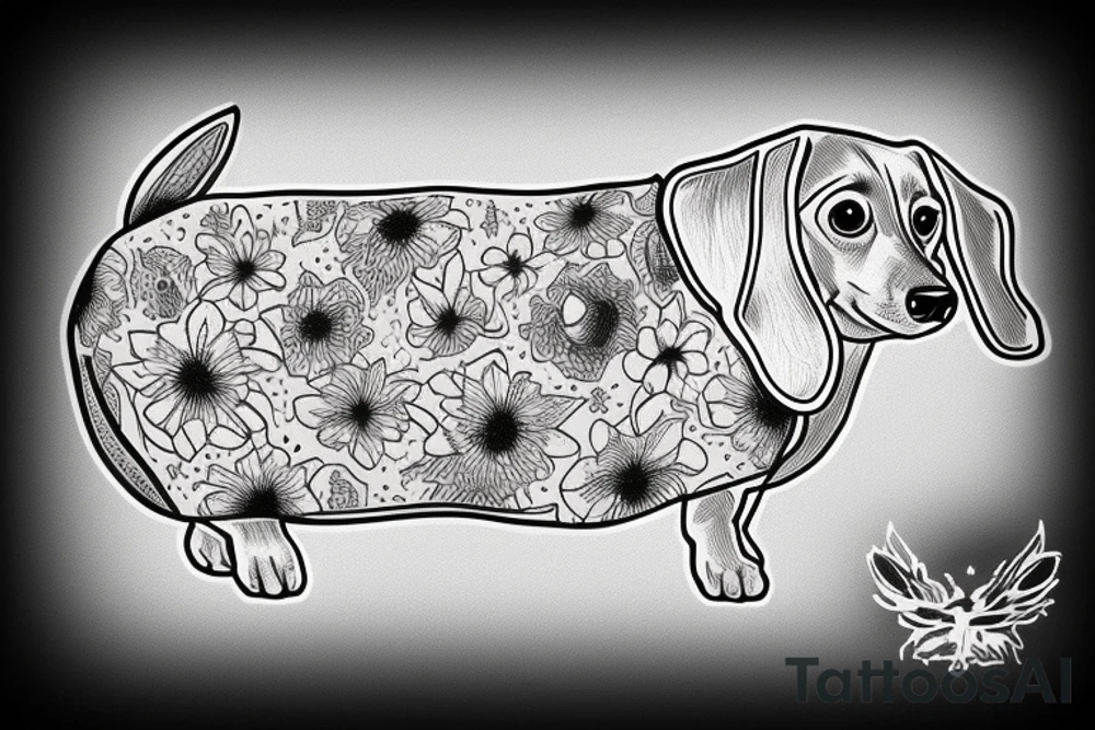 dachshund wearing firefly sweater tattoo idea