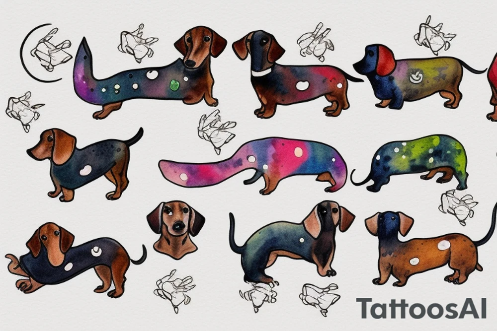 dachshund wearing firefly sweater tattoo idea