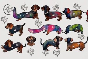 dachshund wearing firefly sweater tattoo idea