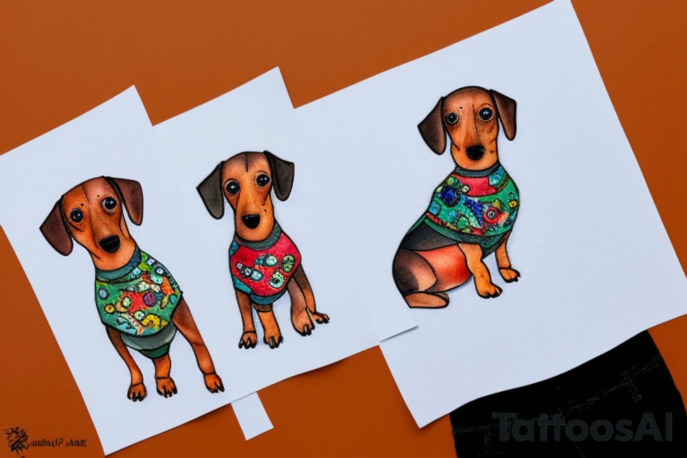 dachshund wearing firefly sweater tattoo idea
