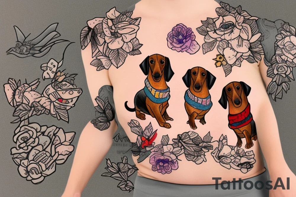 dachshund wearing firefly sweater tattoo idea