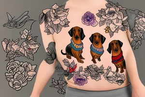 dachshund wearing firefly sweater tattoo idea