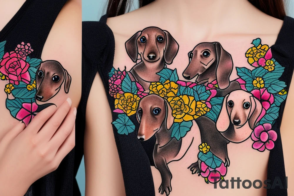 dachshund wearing firefly sweater tattoo idea