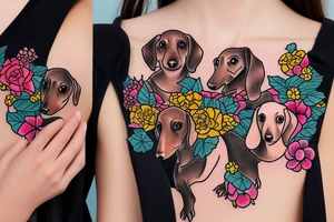 dachshund wearing firefly sweater tattoo idea