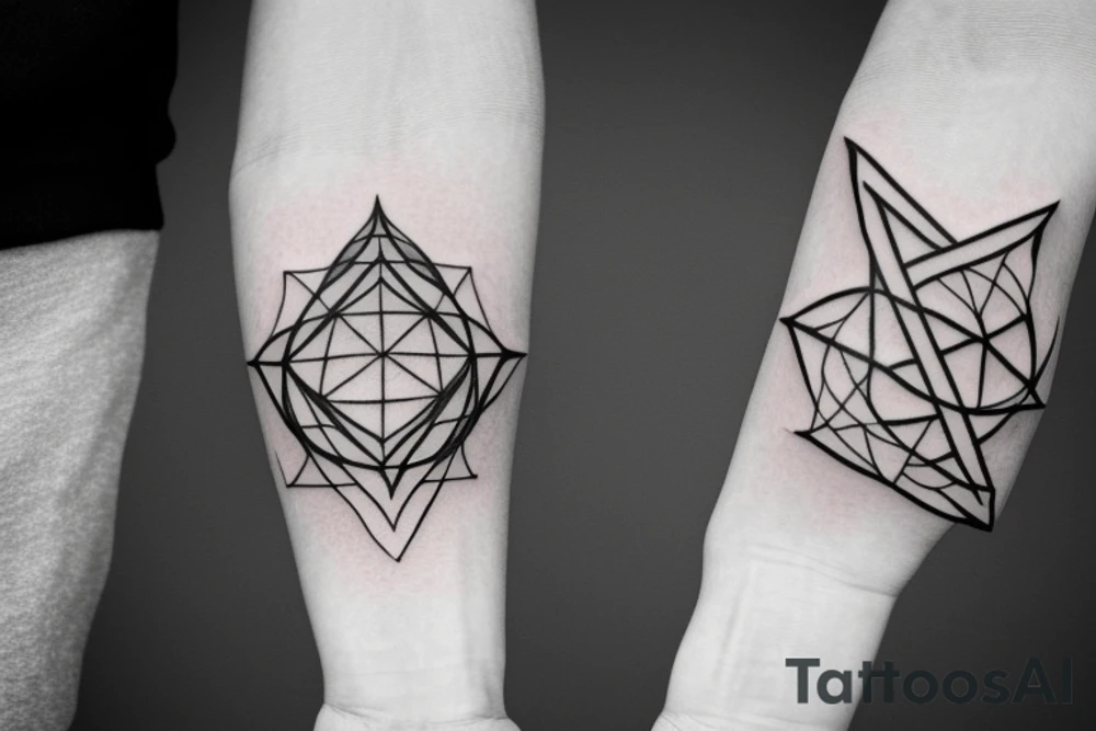 I want two tattoos, one on each tricep. I want them to represent 2 sides to life, in a line drawing style about the elements. tattoo idea
