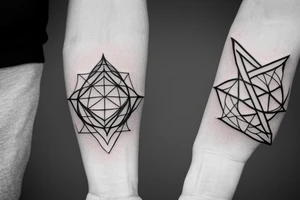 I want two tattoos, one on each tricep. I want them to represent 2 sides to life, in a line drawing style about the elements. tattoo idea