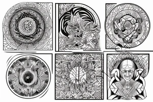 The four elements, about 5 cm for the back of the tricep. tattoo idea