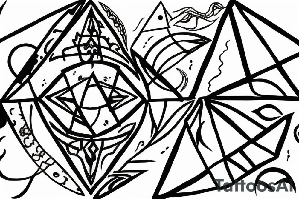 The four elements in a triangle shape, about 5 cm for the back of the tricep. Not much ink and quite small. tattoo idea