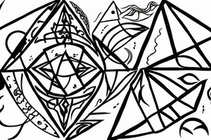 The four elements in a triangle shape, about 5 cm for the back of the tricep. Not much ink and quite small. tattoo idea