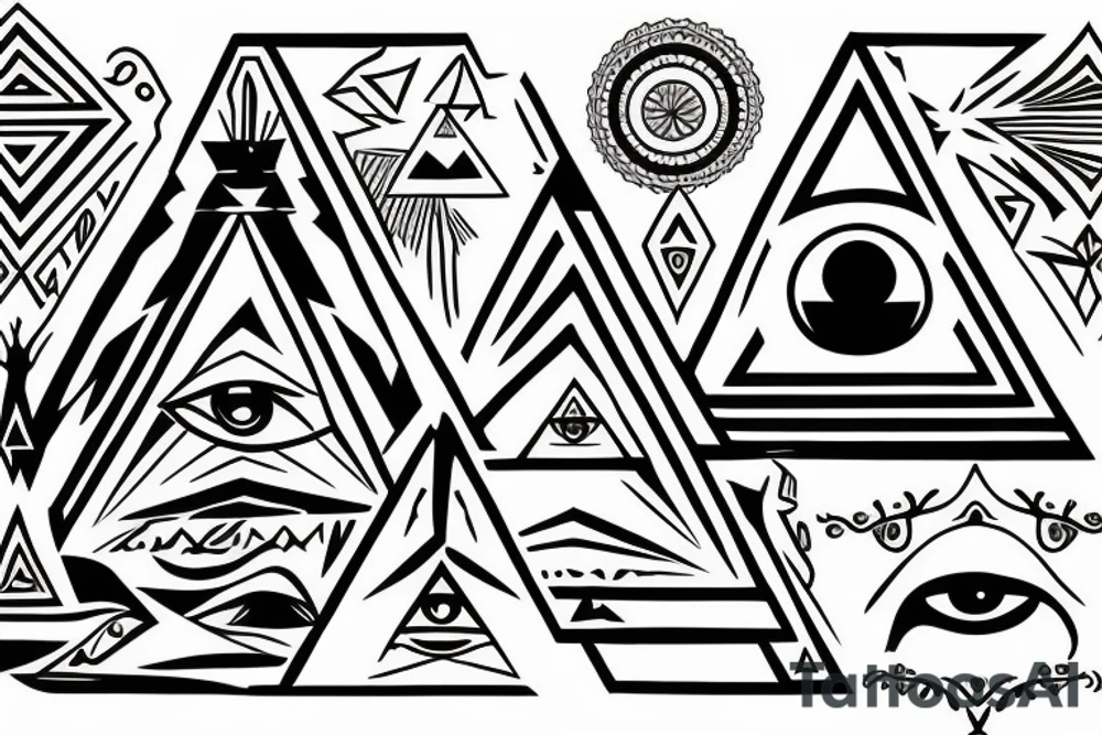 A pyramid with a third eye that symbolizes healing and spiritual awakening tattoo idea