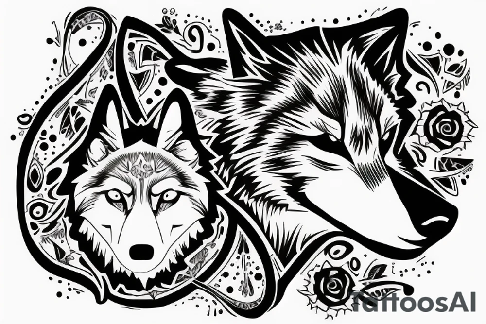 Bio hacking with a wolf round tattoo idea