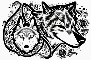 Bio hacking with a wolf round tattoo idea