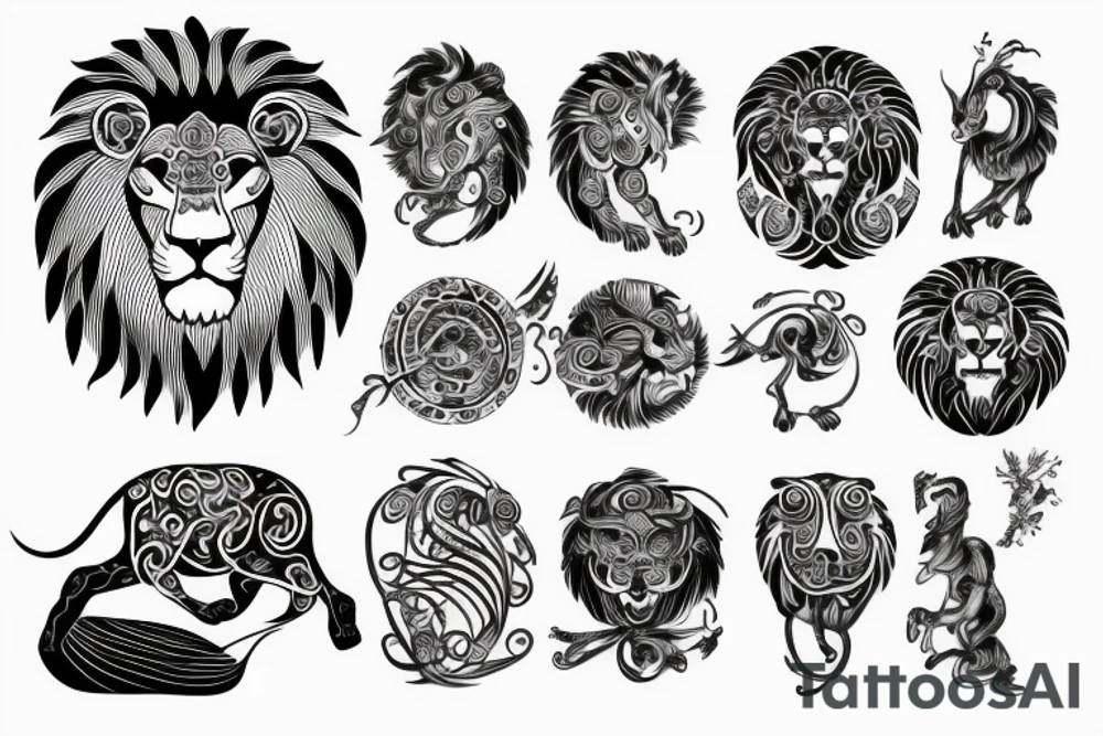 Bio hacking with a round lion tattoo idea