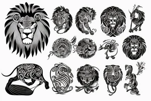 Bio hacking with a round lion tattoo idea