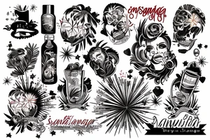 A single image combing Sangria, fireworks and Miami tattoo idea