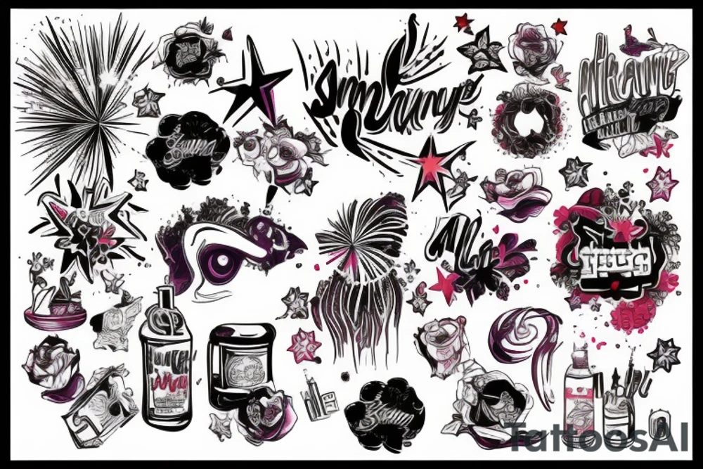 A single image combing Sangria, fireworks and Miami tattoo idea