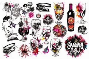 A single image combining Sangria, fireworks and Miami tattoo idea