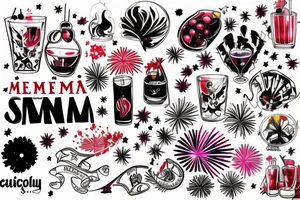 A single image combining Sangria, fireworks and Miami tattoo idea