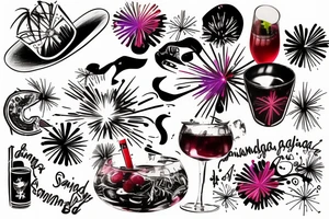 A single image combining Sangria, fireworks and Miami tattoo idea
