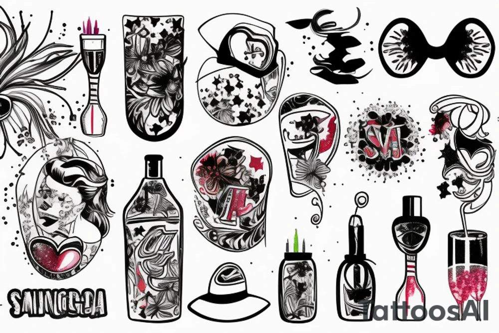 A single image combining Sangria, fireworks and Miami tattoo idea
