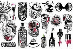 A single image combining Sangria, fireworks and Miami tattoo idea