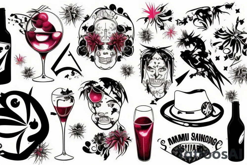 A single image combining Sangria, fireworks and Miami tattoo idea