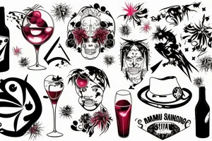 A single image combining Sangria, fireworks and Miami tattoo idea