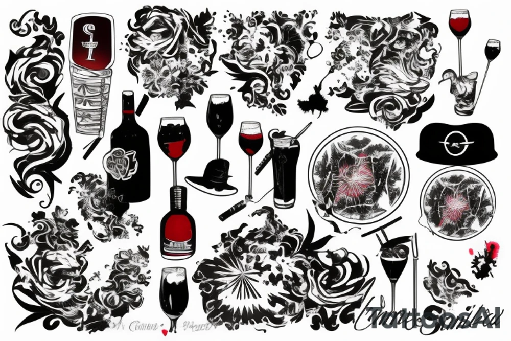 A single image combining Sangria, fireworks and Miami tattoo idea