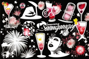 A single image combining Sangria, fireworks and Miami tattoo idea