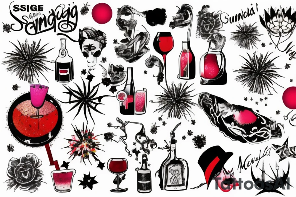 A single image combining Sangria, fireworks and Miami tattoo idea