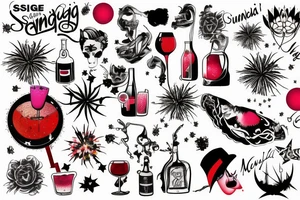 A single image combining Sangria, fireworks and Miami tattoo idea