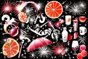 A single image combining Sangria, fireworks and Miami tattoo idea