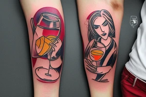 A woman sitting in a glass of sangria is watching fireworks. tattoo idea