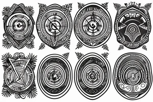 Small tattoo, mountain and trees with a compass in tge background tattoo idea