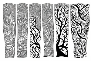 Thin tree with waves tattoo idea