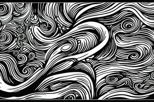 Thin tree with waves tattoo idea