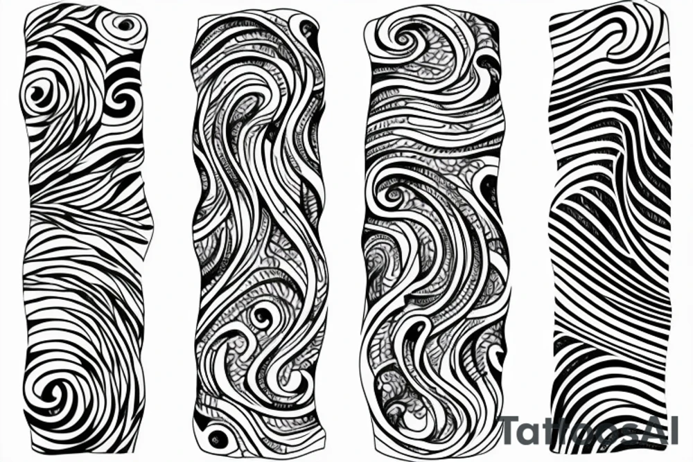 Thin tree with waves tattoo idea